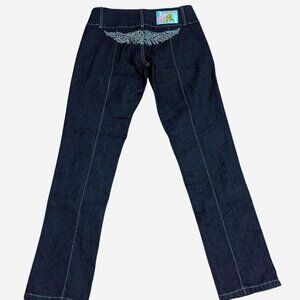 y2k Skinny Jeans with rhinestone Angel wings